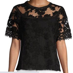 NWT Laundry by Shelli Segal Black Lace Top